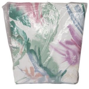 NEW Vintage JC Penney King Pillow Sham Improv Watercolor Abstract Green Pink